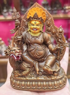 白财神/骑龙财神/藏巴拉/赞巴拉10cm紫铜佛像梵天佛堂招财摆件