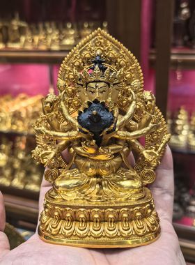 密集金刚/密聚金刚/桑堆/桑顿多杰/12cm金铜佛像梵天造像供奉摆件