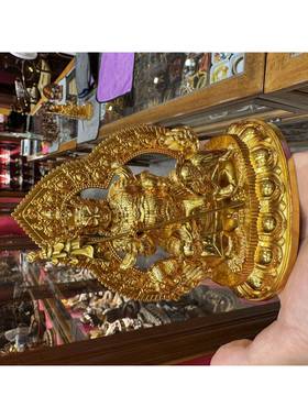 财宝天王/毗沙门/财宝大将/多闻天王/15cm 金铜佛像护法财神摆件