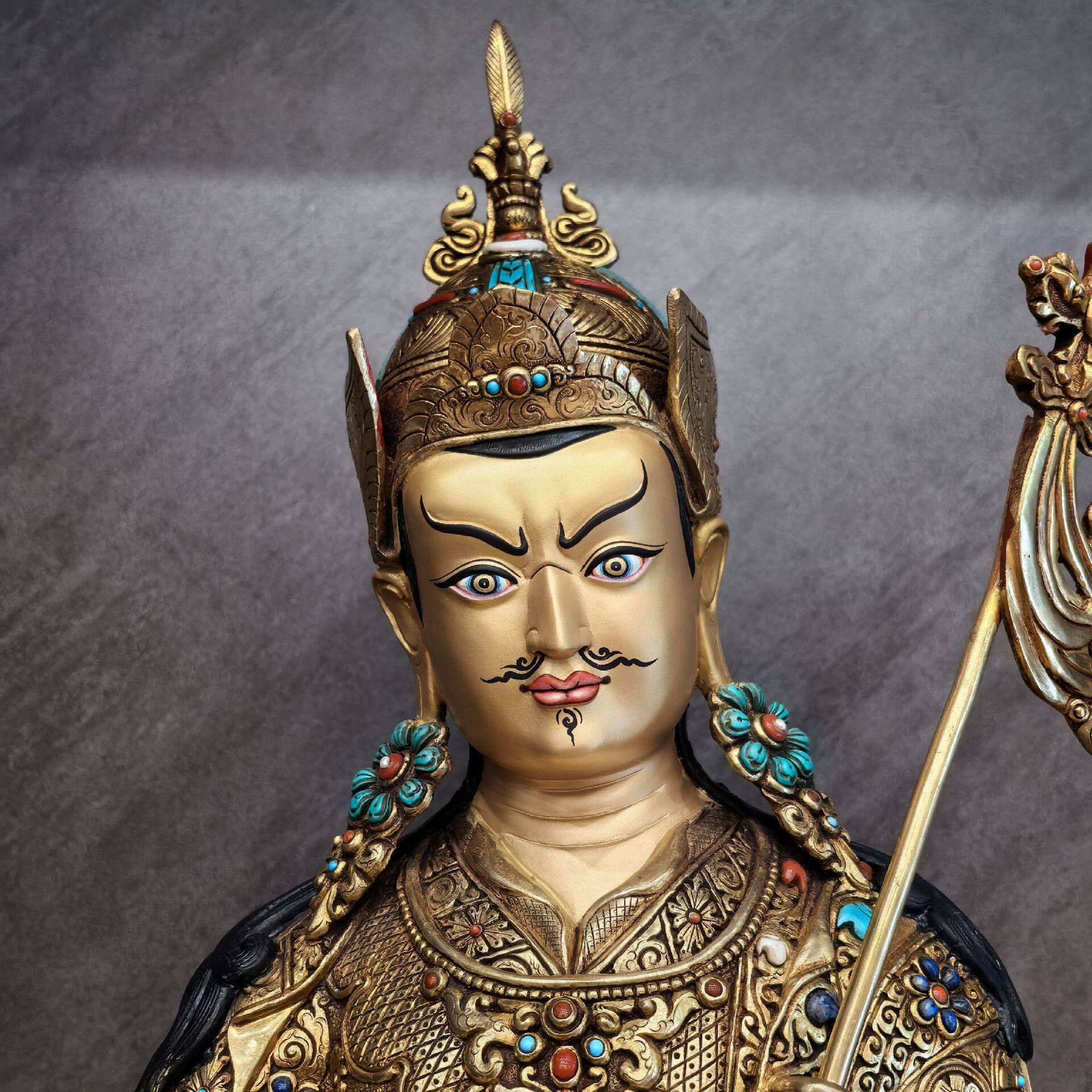 莲师/莲花生大士/莲花生/莲花生大师/莲花生/48cm尼泊尔鎏金佛像