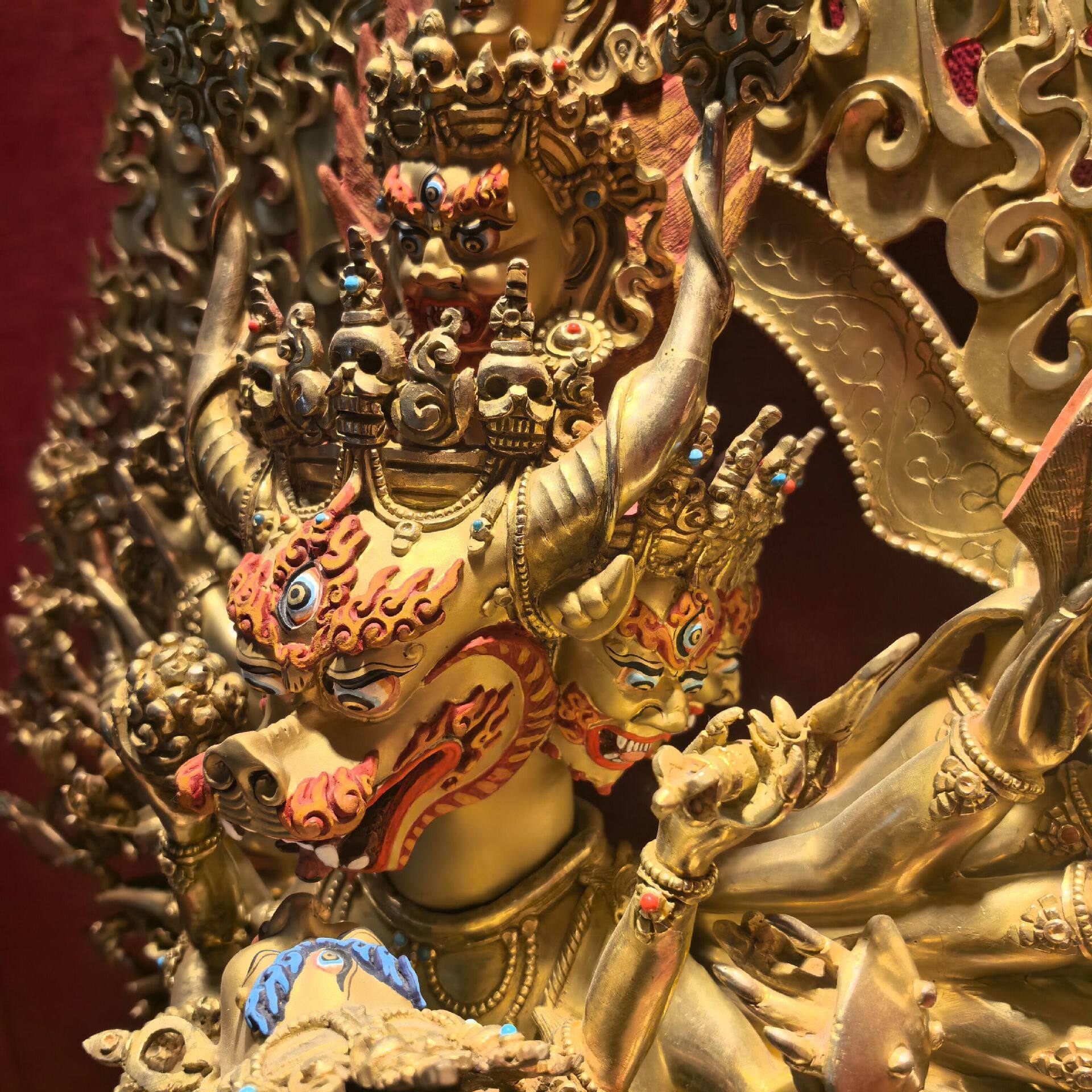 大威德金刚/大威德/独雄/60cm尼泊尔手工铜鎏金佛像佛堂供奉摆件