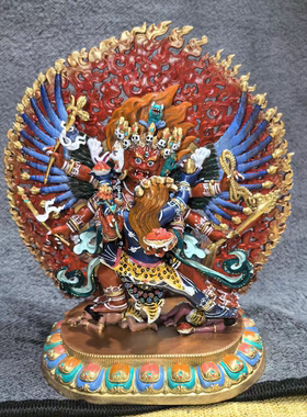 马头明王/马头金刚/旦真/旦增/15cm红铜彩绘佛像梵天藏传佛堂摆件