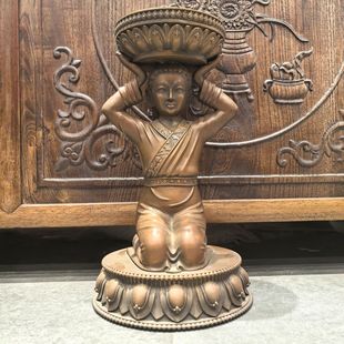 供灯/天女供灯/藏传酥油灯座/供佛灯/蜡烛台/酥油灯底座/30cm紫铜