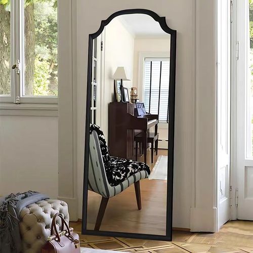 美式简约落地镜中古风复古全身镜法式衣帽间穿衣镜家用靠墙壁挂镜