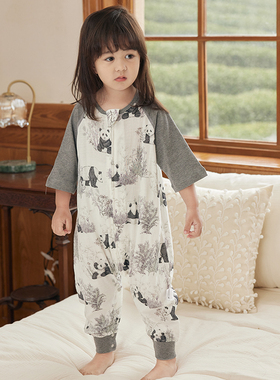 721星球婴幼儿睡袋竹棉七分袖双层纱夏季宝宝分腿薄款儿童防踢被