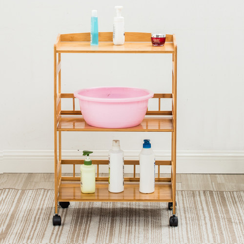 客厅厨房可移动置物架多层储物收纳架子卫生间整理架餐车推车楠竹