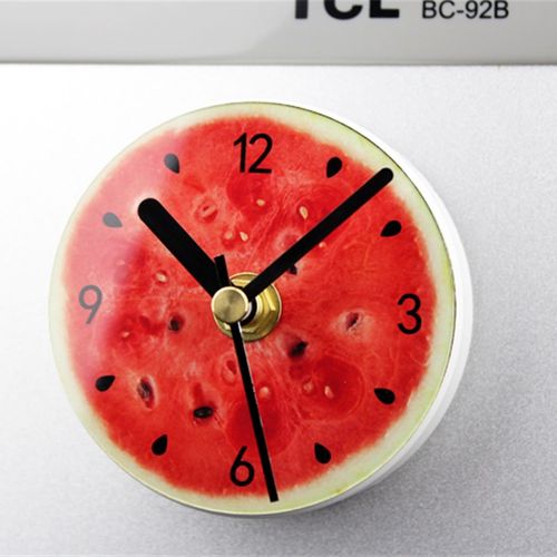 时尚创意西瓜冰箱钟田园西瓜冰箱贴留言磁性吸粘挂钟表静音