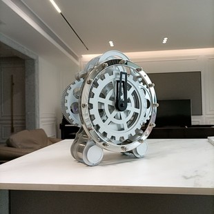 不锈钢装 双脚齿轮旋转钟创意钟表时钟 饰表 座钟 妙刻客厅钟欧式