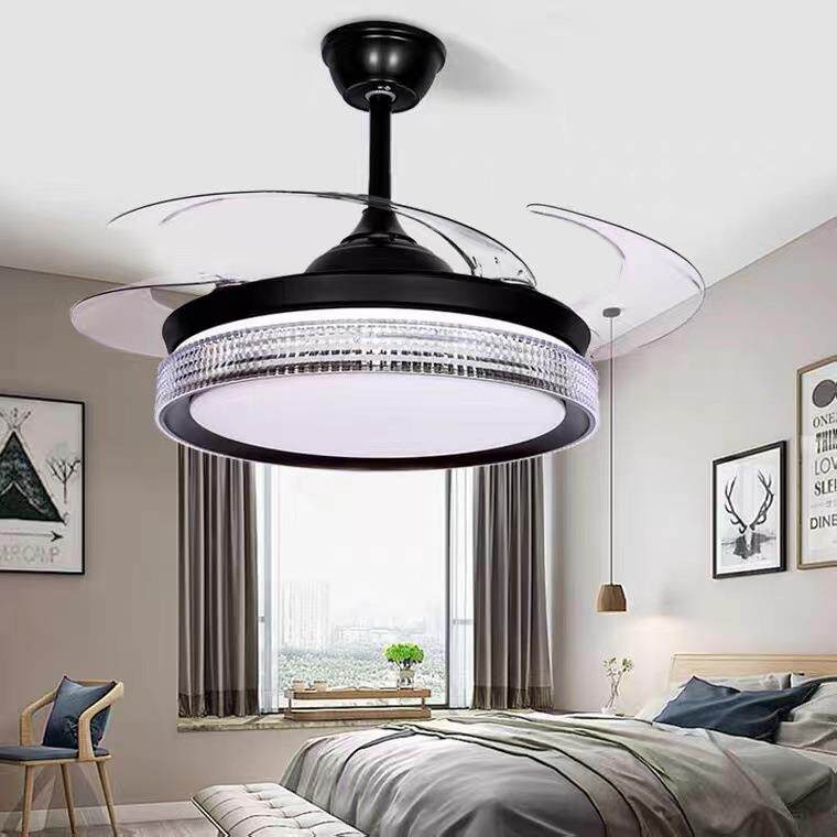 风扇吊灯隐形风扇灯客厅餐厅饭厅家用一体电风扇吊灯现代极简灯具