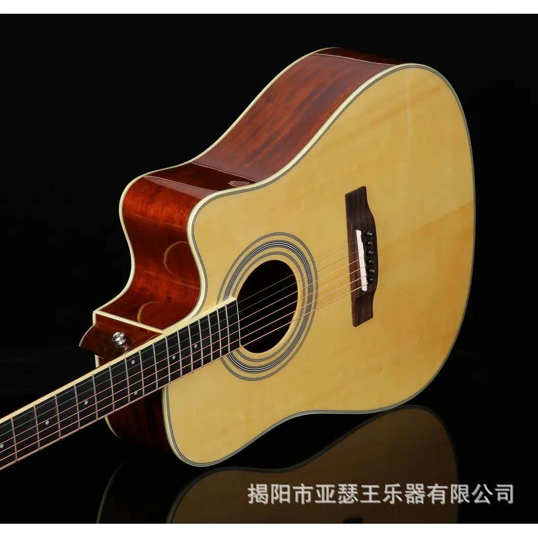 全单吉他40寸41寸云杉桃花芯单板亮光缺角电箱民谣吉他演奏