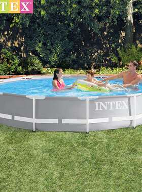 INTEX26700原装10尺灰色圆形支架水池305*76CM管架水池26700