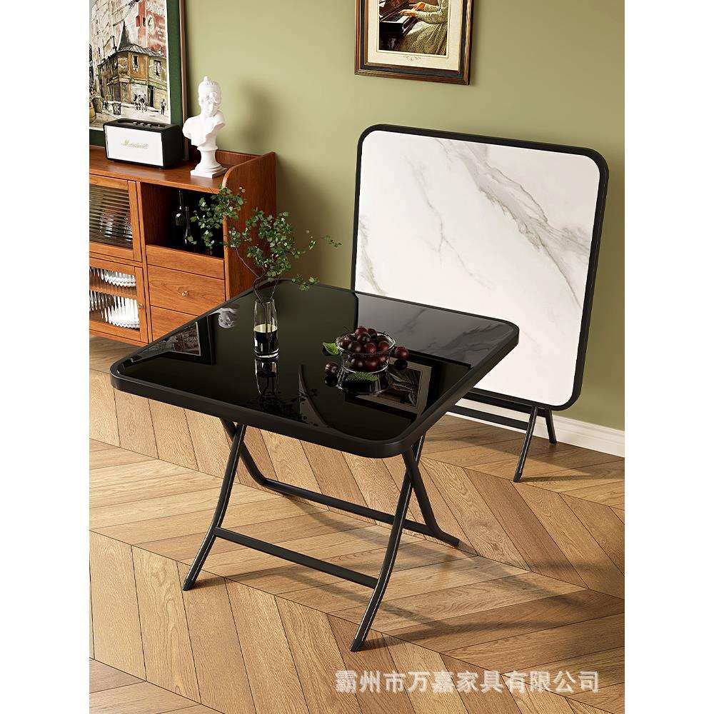 折叠桌阳台户外简易餐桌室外钢化玻璃小圆桌休闲阳台桌摆摊圆方桌