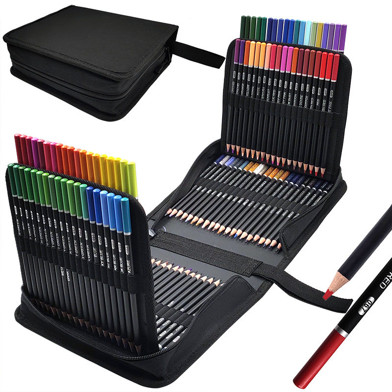 亚马逊120色彩色铅笔笔包套装油性彩铅笔120色高品质彩铅跨境新品