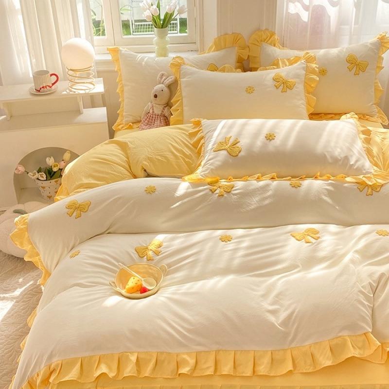 韩式少女心学生公主风床裙四件套加厚床单被罩床品三件套