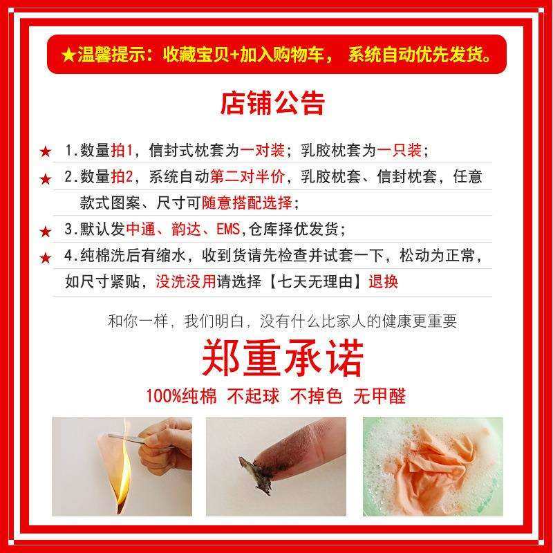 乳胶枕套纯棉泰国橡胶记忆枕头套40x60单人枕用儿童30x50夏季单个