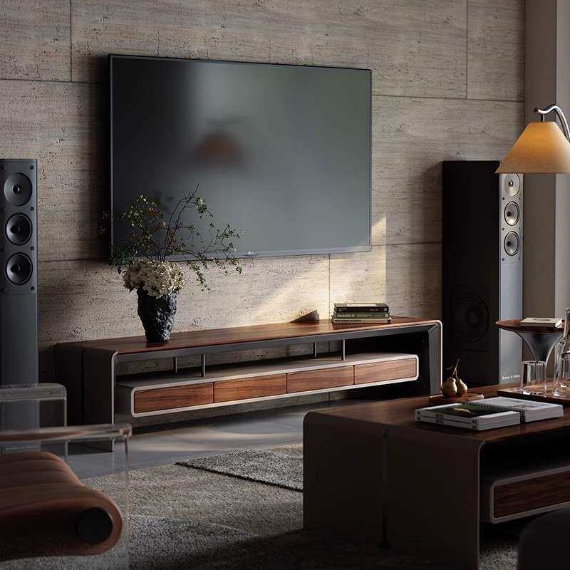 现代轻奢实木电视柜大平层客厅高端储物地柜摩登东方实木电视柜