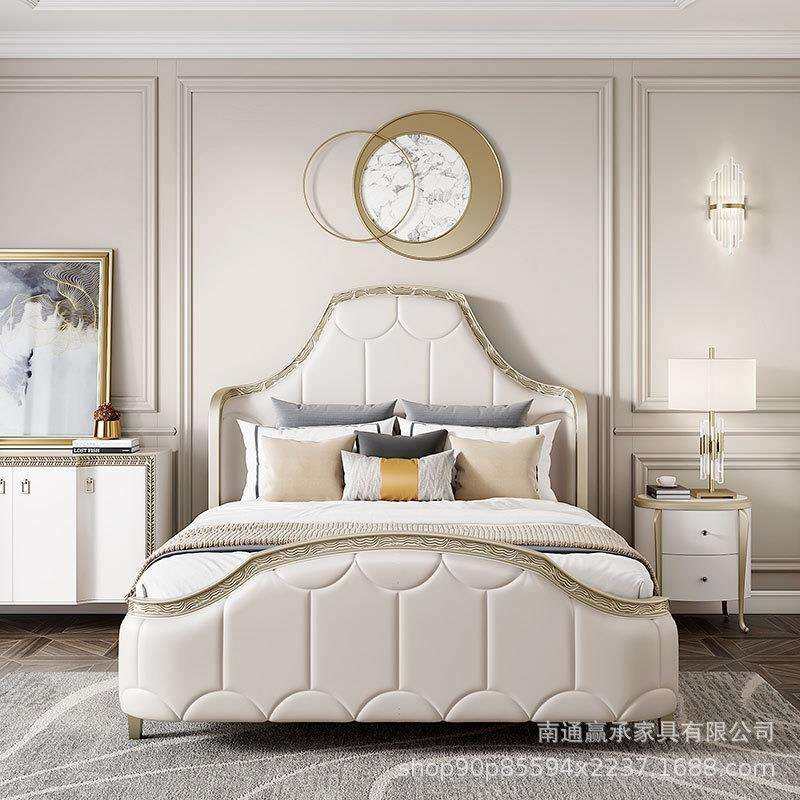 轻奢美式雕花床法式网红新古典宫廷床现代简约样板房公主床布艺床