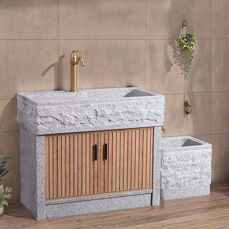 庭院洗菜水槽天然花岗岩洗衣池带搓板户外整石一体室外台盆洗手池