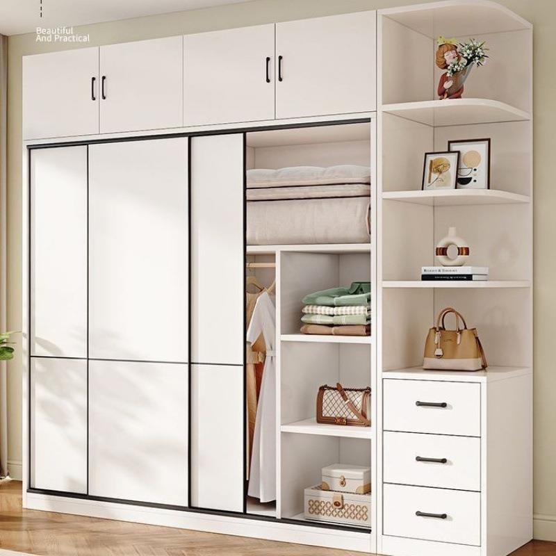 衣柜家用卧室实木推拉门小户型柜子简约现代儿童简易组装木质衣橱