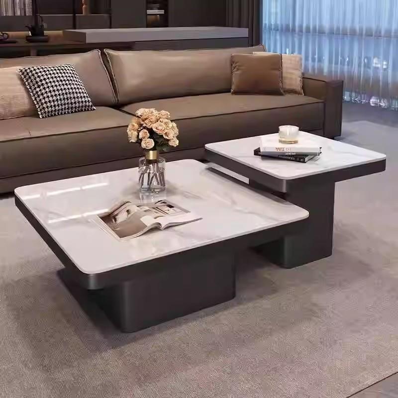现代简约岩板客厅茶几2024新款高档轻奢创意小户型方形组合茶几桌