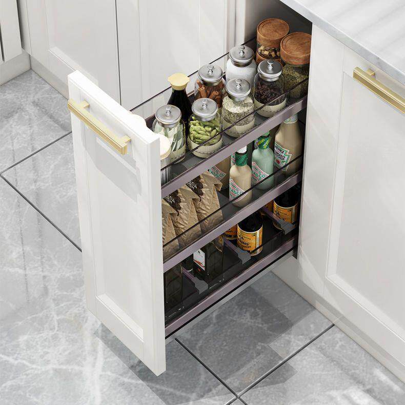 厨房橱柜窄柜底装紫晶拉篮玻璃窄调味篮抽拉调料两层三层置物架子