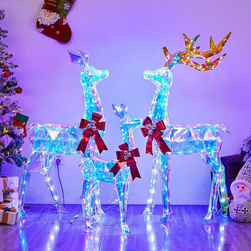 圣诞节幻彩麋鹿装饰婚礼酒店商场场景布置圣诞树雪人雪花摆件发光