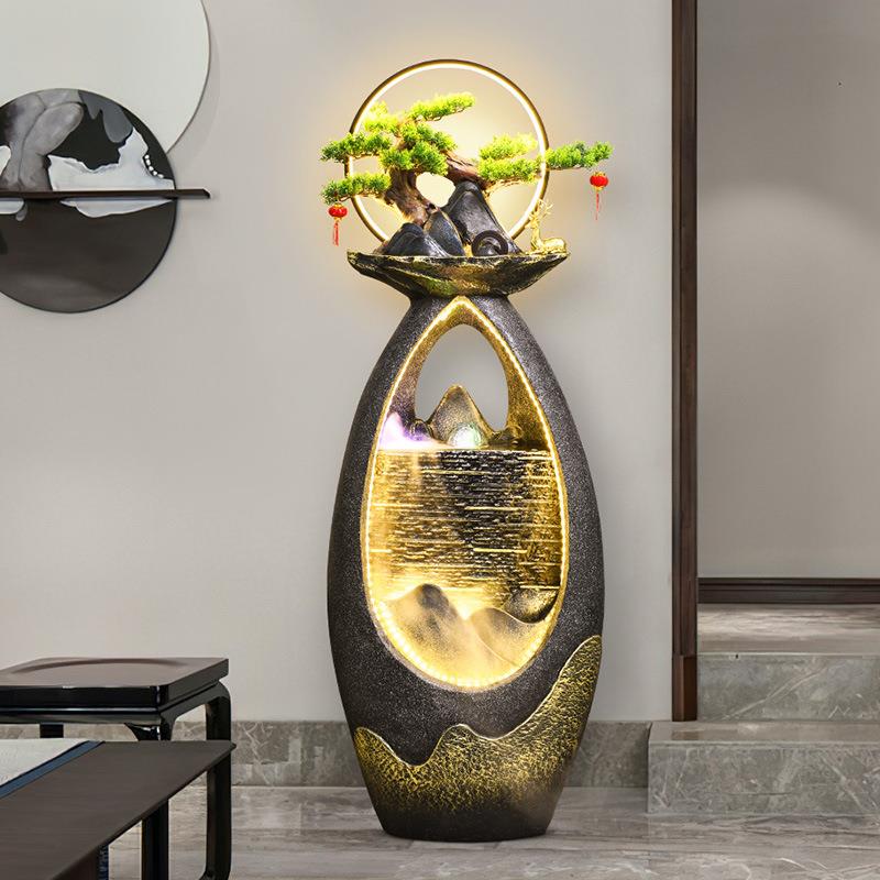 欧式流水摆件循环水假山喷泉水景落地居家客厅加湿器招财开业装饰