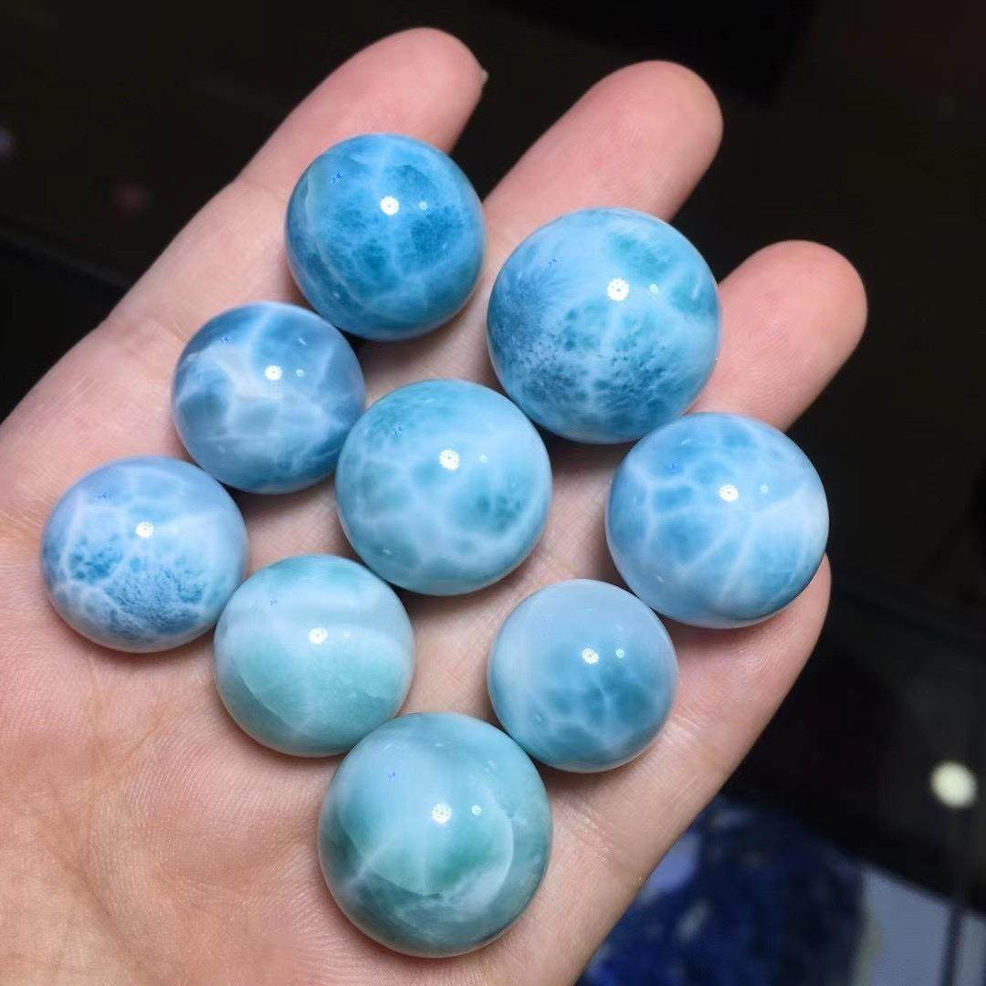 天然多米尼加海纹石散珠大颗粒文玩配饰拉利玛海纹石单珠玉化好