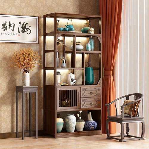 玄关柜入户正对门隔断柜客厅柜门厅柜屏风柜沙发边柜新中式博古架