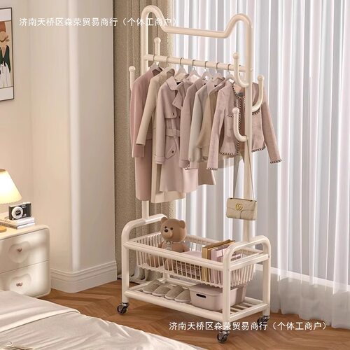 挂衣架卧室落地晾衣架室内可移动衣服收纳架宿舍简易衣帽架凉衣杆
