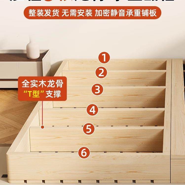 实木榻榻米床架家用无床头透气防潮排骨架日式矮床民宿地台床定