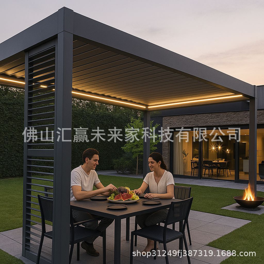 4*6m厂家凉亭户外庭院铝合金遮阳蓬新中式别墅花园电动百叶凉亭