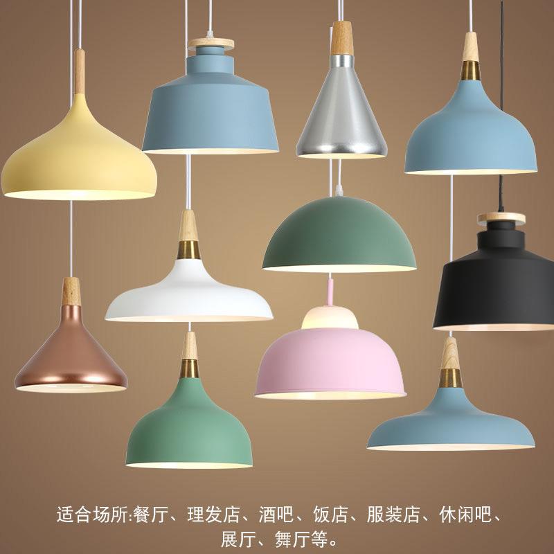 简约工作室铁艺灯罩餐厅理发美发店灯具装饰创意个性锅盖彩色吊灯