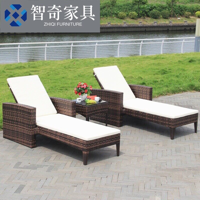 户外藤编躺椅室外露天景区沙滩椅别墅泳池边躺床酒店花园温泉睡椅