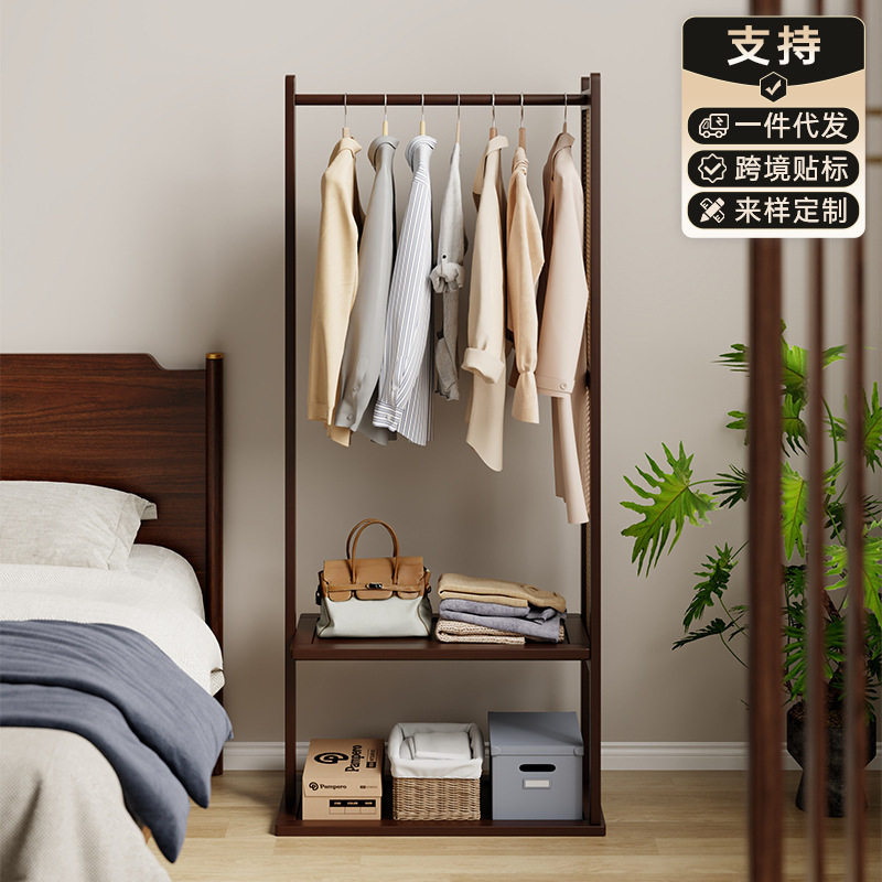 衣架落地中古衣帽架藤编挂衣架卧室家用床边衣服挂架可移动置物架