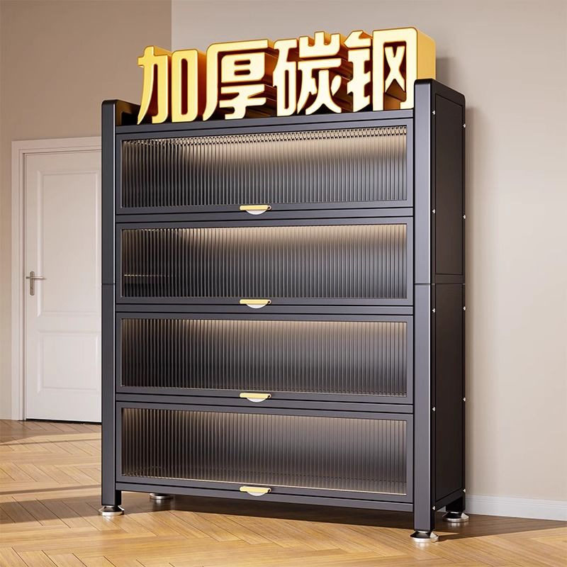 新款入户鞋柜钢制超大容量加厚收纳柜多层落地玄关简易鞋架防灰尘