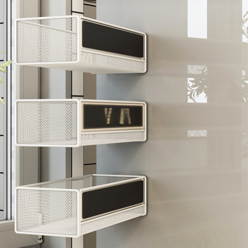 厨房冰箱侧收纳磁吸置物架侧面旁边的架子边缝隙挂篮筐免打孔