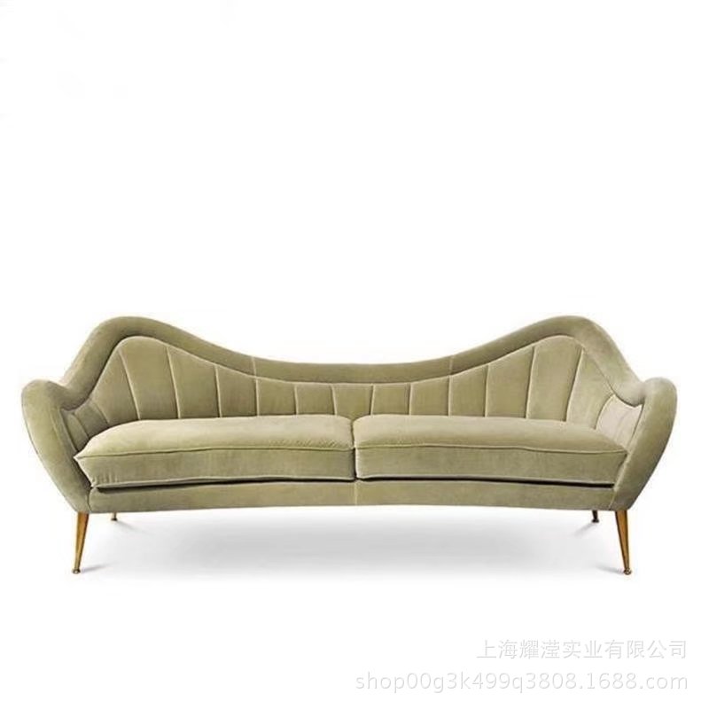 简约现代实木休闲布艺三人沙发家具酒店影楼时尚接待沙发