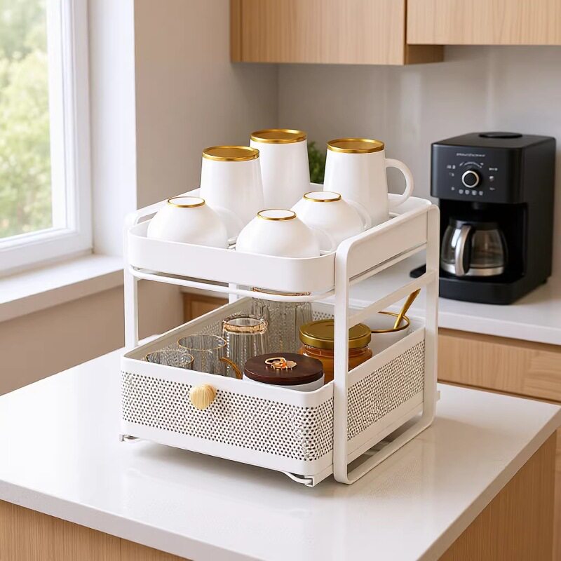抽拉杯架水杯架沥干架子带托盘红酒杯架高级感轻奢茶杯架杯子收纳