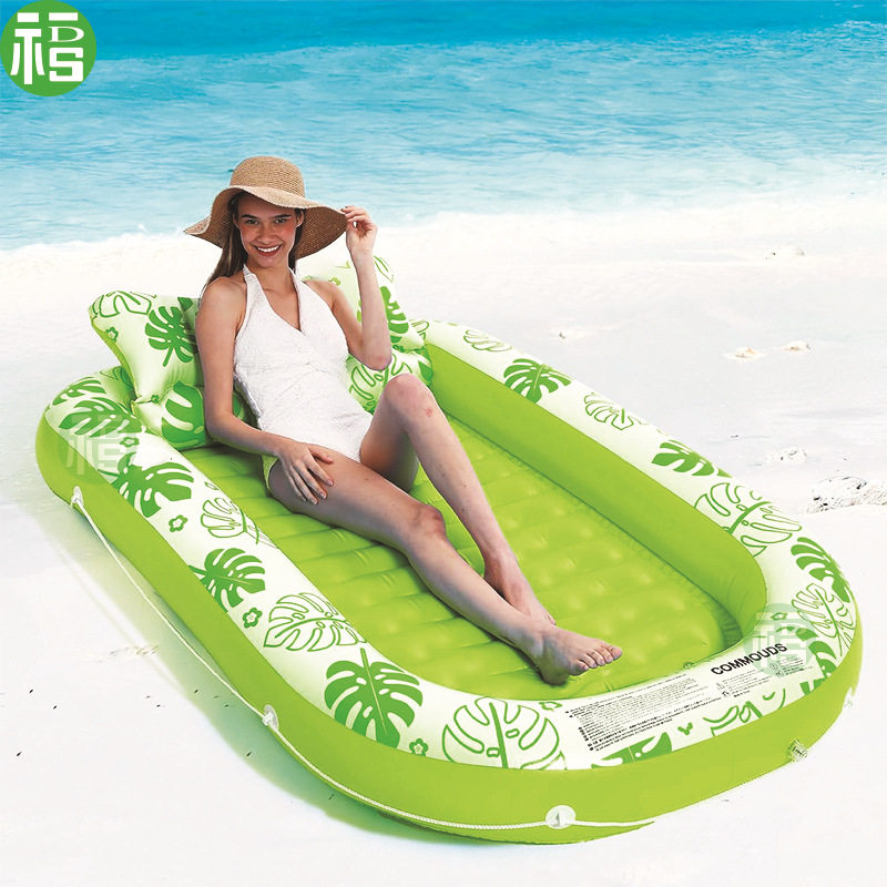 厂家新款水上充气浮排草坪晒黑水池日光浴双人靠背躺椅戏水床