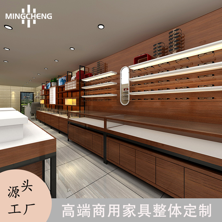 时尚眼镜店展示柜木质墨镜陈列架玻璃灯带美瞳墙柜眼镜架子展示架