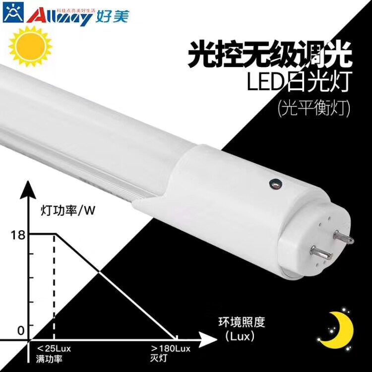 智能光补偿LED灯管光控补光灯管恒光补光日光灯管光控感应LED灯管