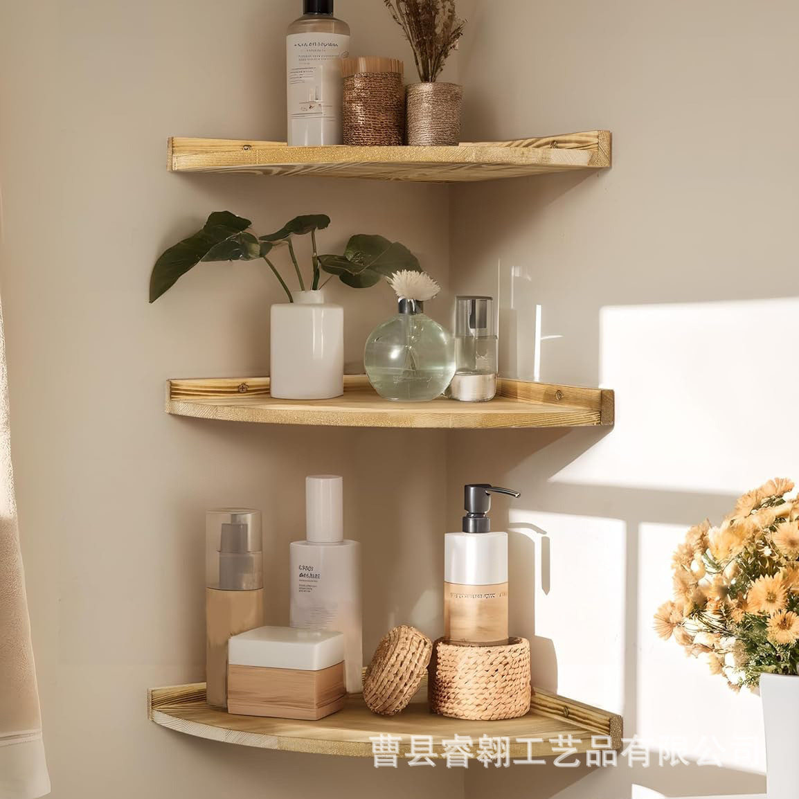 实木多层置物架家用浴室卫生间洗漱用品收纳整理架壁挂式置物架