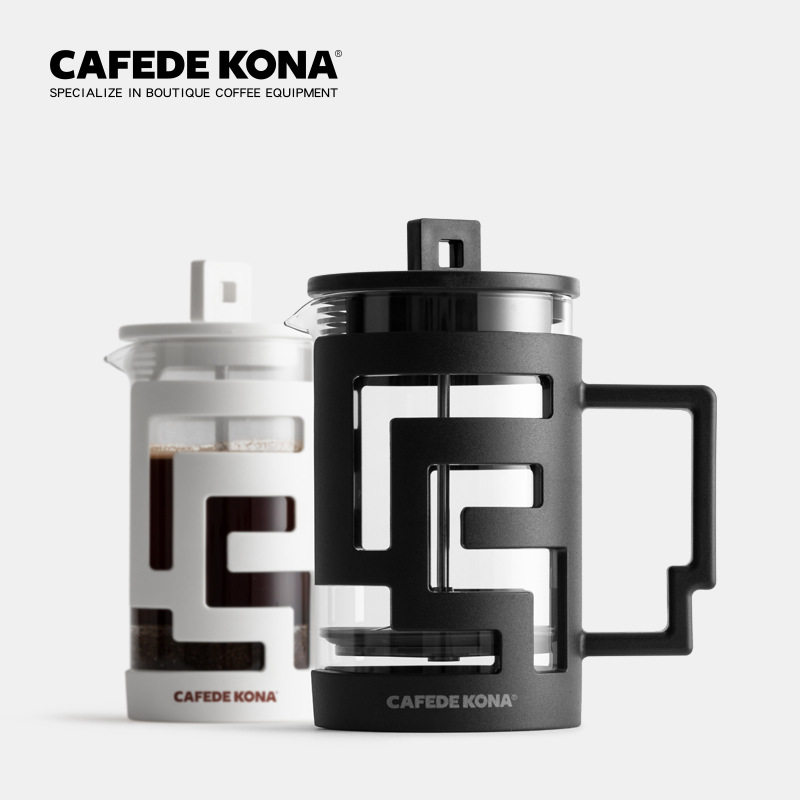 CAFEDE KONA法压壶 家用玻璃 咖啡壶 冲茶器 法式滤压壶300-800ml