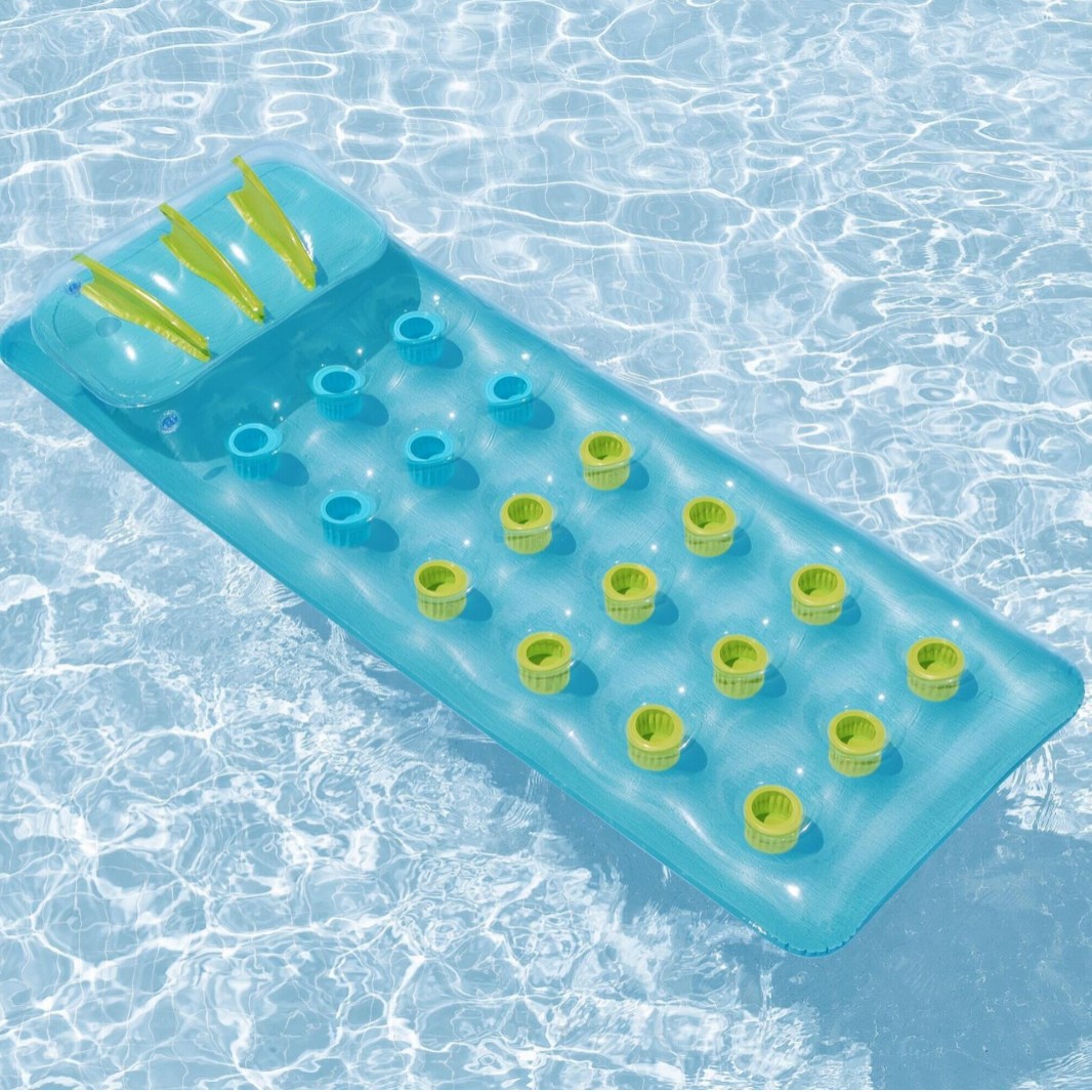 Bestway 43015浮排彩色水上充气浮床男女漂流床躺椅18孔海滩垫