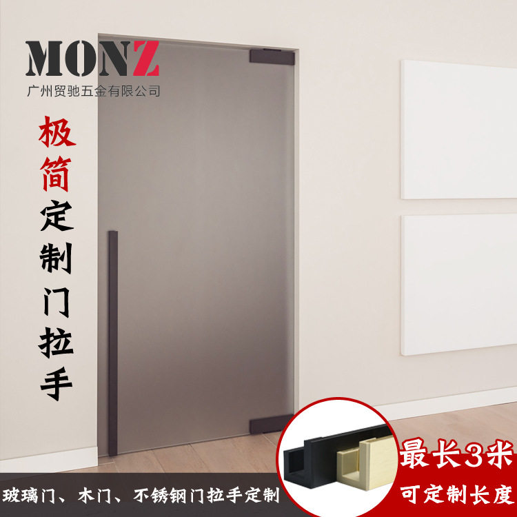 金属拉手黑色金色轻奢玻璃不锈钢门铁艺把手酒店对装通长铝合金