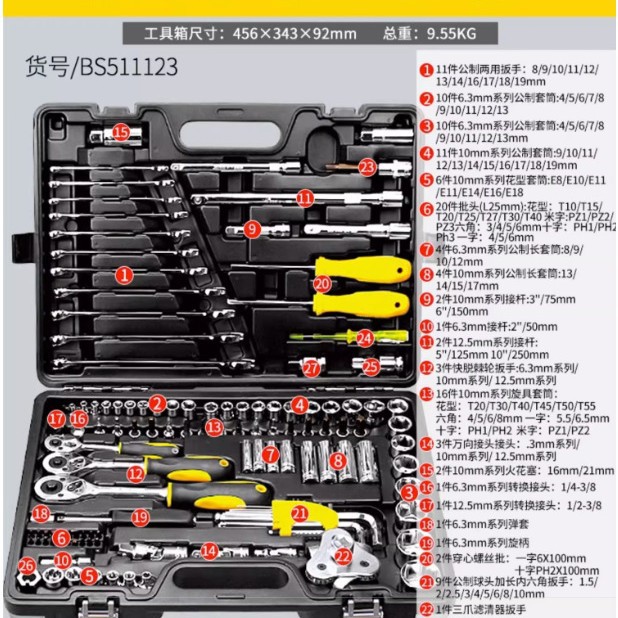 工具套件小型棘轮扳手套筒组合套管维修汽车修理修车图片