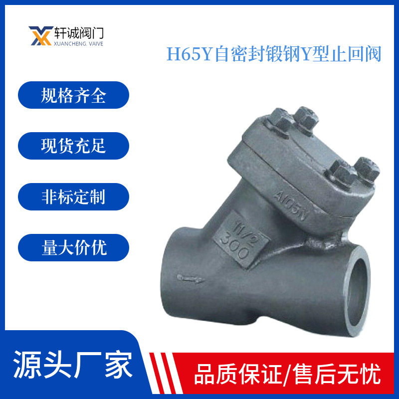 H65Y自密封锻钢Y型止回阀常用作抽水装置的底阀可以阻止水的回