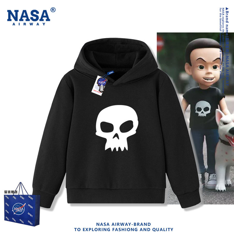 NASA联名玩具总动员阿薛同款骷髅头连帽卫衣男女儿童秋冬帽衫外套