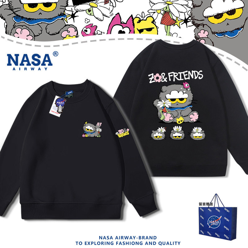 NASA联名GD权志龙Zoa猫周边演唱会儿童圆领卫衣男女秋冬加绒上衣